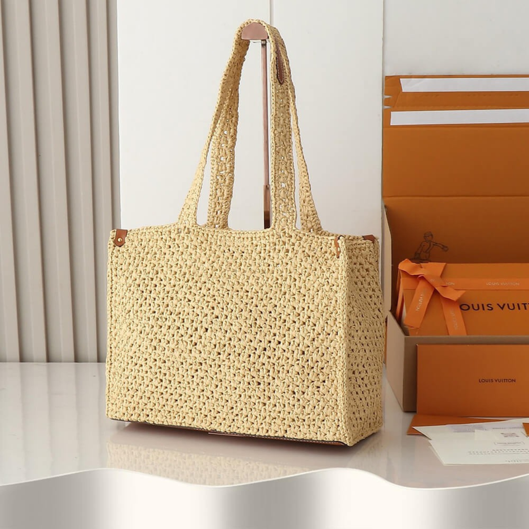 Louis Vuitton – Bolso OnTheGo MM «By The Pool» de rafia
