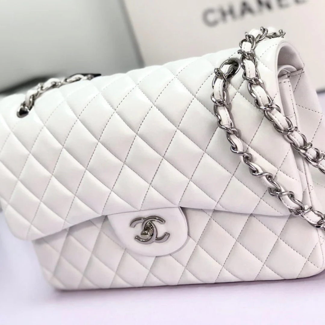 Chanel - Bolso clásico de solapa única – Blanco roto